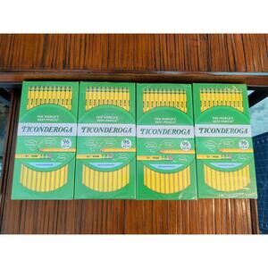 Lot Of 4 Packs Of 96 HB #2 Soft Pencils Wood-Cased Pencil Yellow Ticonderoga 386